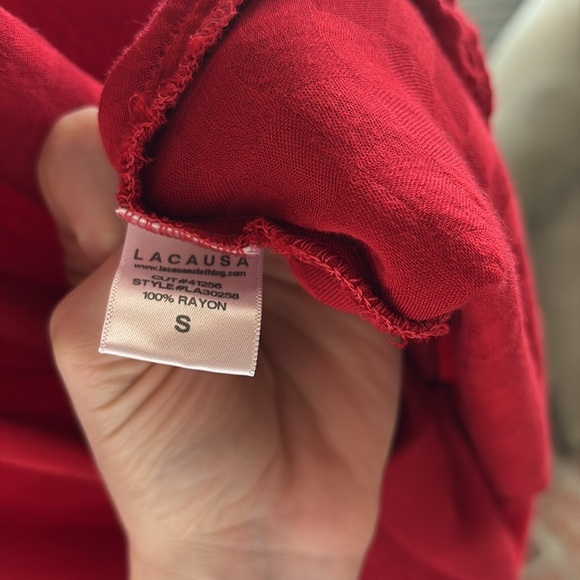 LACAUSA red sleeveless v-neck midi dress size small - Picture 5 of 8